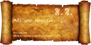 Móger Neszta névjegykártya